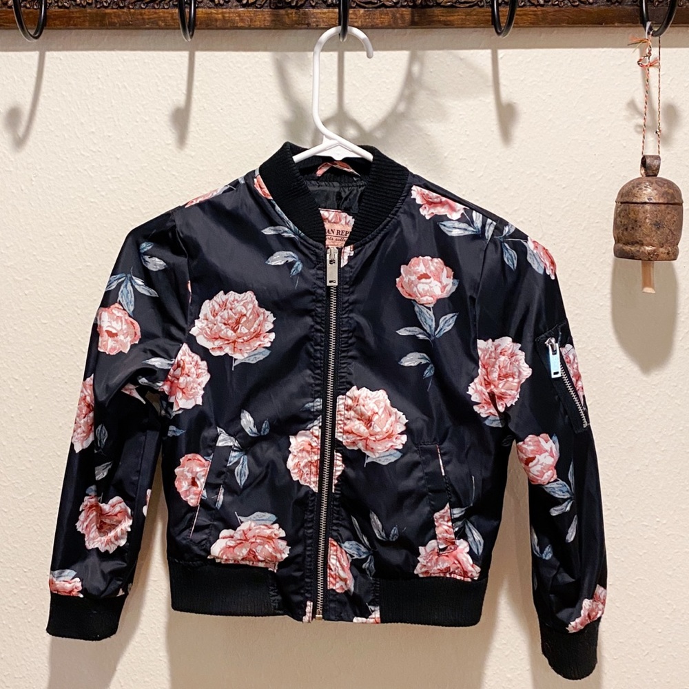 Fashionable Girl’s Floral Moto Jacket